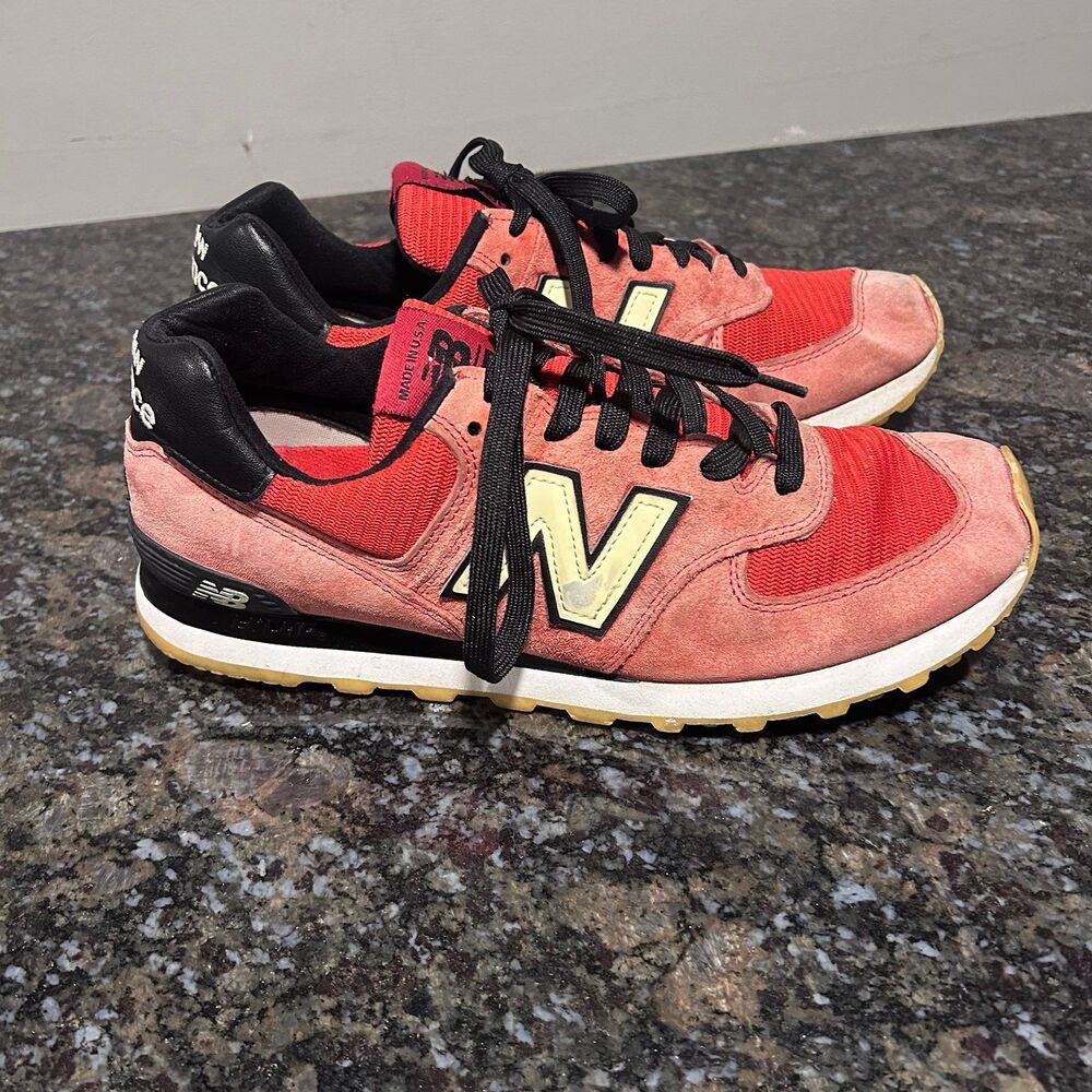 New Balance US574SL USA 574 Connoisseur GLOW IN THE DARK Red / Black Mens 10.5
